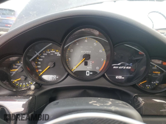 2018 Porsche 911 GT2 RS with VIN WP0AE2A96JS185773, listed as a Copart auction lot 85674904 with 5,843 mi miles and Salvage Title. Bid and sale history available at carsss.com. Image 9.