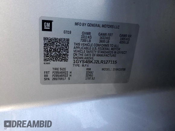 2020 Cadillac Escalade Luxury z VIN 1GYS4BKJ2LR127115, wystawiony jako Copart lot #70709034 z przebiegiem 88 210 mil mil oraz Szkoda całkowita • Salvage title. Historia ofert i sprzedaży dostępna na DreamBid. Obrazek 13.