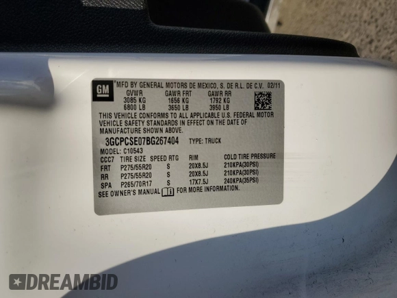 2011 Chevrolet Silverado 1500 LT with VIN 3GCPCSE07BG267404, listed as a Copart auction lot 48595865 with 145,182 mi miles and Salvage Title. Bid and sale history available at DreamBid. Image 13.