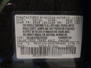 2016 Nissan Sentra SV with VIN 3N1AB7AP9GY252092, listed as a IAAI auction lot 41640343 with 81,631 mi miles and . Bid and sale history available at DreamBid. Image 9.
