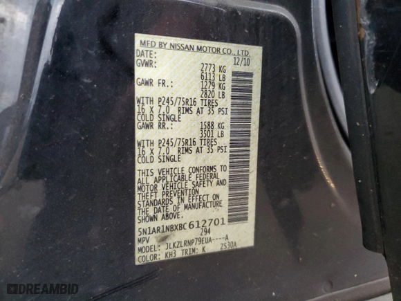 2011 Nissan Pathfinder Silver with VIN 5N1AR1NBXBC612701, listed as a Copart auction lot 82555234 with 0 mi miles and Non Repairable. Bid and sale history available at carsss.com. Image 13.