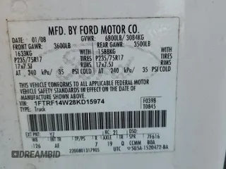 2008 Ford F-150 XL with VIN 1FTRF14W28KD15974, listed as a Copart auction lot 42514305 with 90,015 mi miles and Salvage Title. Bid and sale history available at carsss.com. Image 12.