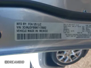 2022 Jeep Compass Latitude Lux with VIN 3C4NJDFB9NT170662, listed as a IAAI auction lot 42500321 with 57,782 mi miles and . Bid and sale history available at DreamBid. Image 9.