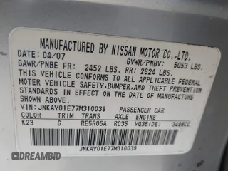 2007 Infiniti M with VIN JNKAY01E77M310039, listed as a IAAI auction lot 41940543 with 141,631 mi miles and . Bid and sale history available at DreamBid. Image 9.