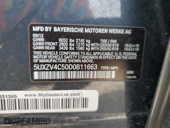 2013 BMW X5 xDrive35i z VIN 5UXZV4C50D0B11663, wystawiony jako Copart lot #53285435 z przebiegiem 109 818 mil mil oraz Szkody całkowita. Historia ofert i sprzedaży dostępna na DreamBid. Obrazek 13.