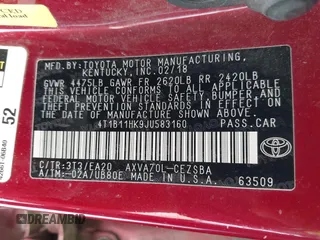 2018 Toyota Camry LE z VIN 4T1B11HK9JU583160, wystawiony jako IAAI lot #41707215 z przebiegiem 134 214 mil mil oraz . Historia ofert i sprzedaży dostępna na DreamBid. Obrazek 9.
