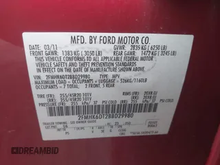 2011 Ford Flex Limited w/Ecoboost with VIN 2FMHK6DT2BBD29980, listed as a IAAI auction lot 41433515 with 232,986 mi miles. Bid and sale history available at carsss.com. Image 9.