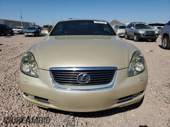 2006 Lexus SC 430 with VIN JTHFN48Y669007583, listed as a Copart auction lot 75931734 with 92,044 mi miles and Salvage Title. Bid and sale history available at DreamBid. Image 5.