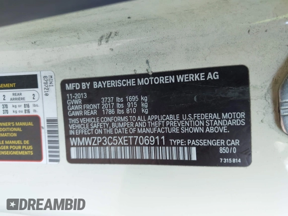 2014 MINI Convertible S with VIN WMWZP3C5XET706911, listed as a IAAI auction lot 42217410 with 54,649 mi miles and . Bid and sale history available at DreamBid. Image 9.