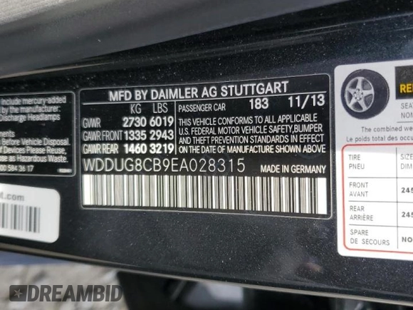 2014 Mercedes-Benz S-Class S 550 with VIN WDDUG8CB9EA028315, listed as a Copart auction lot 47206375 with 86,110 mi miles and Salvage Title. Bid and sale history available at carsss.com. Image 12.