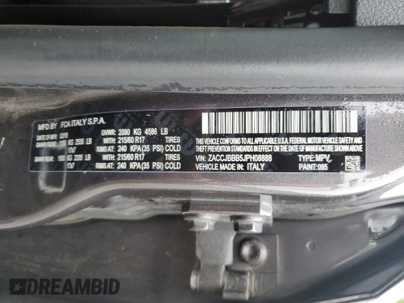 2018 Jeep Renegade Latitude с VIN ZACCJBBB5JPH08888, выставлен на аукционе Copart как лот 58801395 с пробегом 113 331 миль миль и Списание • Salvage title. История ставок и продаж доступна на DreamBid. Изображение 13.