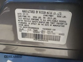 2014 Infiniti Q50 Sport with VIN JN1BV7AR4EM689009, listed as a IAAI auction lot 41990992 with 131,071 mi miles and . Bid and sale history available at DreamBid. Image 9.