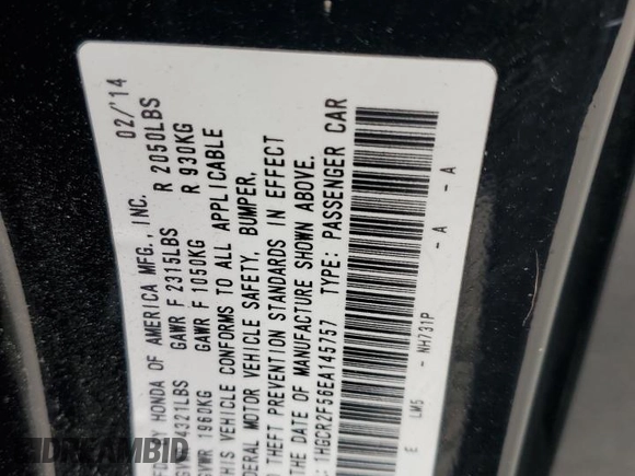 2014 Honda Accord Sedan Sport with VIN 1HGCR2F56EA145757, listed as a Copart auction lot 51006145 with 159,799 mi miles and Salvage Title. Bid and sale history available at carsss.com. Image 12.