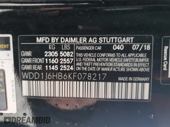 2019 Mercedes-Benz E-Class E 450 with VIN WDD1J6HB6KF078217, listed as a Copart auction lot 84006804 with 50,872 mi miles and Salvage Title. Bid and sale history available at carsss.com. Image 12.