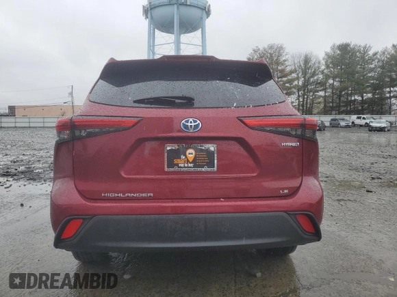 2021 Toyota Highlander Hybrid LE with VIN 5TDBBRCH1MS518064, listed as a Copart auction lot 50311555 with Not provided miles and Salvage title. Bid and sale history available at DreamBid. Image 6.