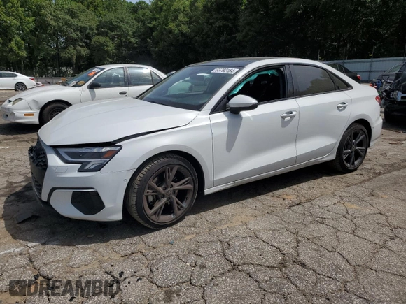2024 Audi A3 Premium Plus with VIN WAUBUDGY8RA024308, listed as a Copart auction lot 65782184 with 7,654 mi miles and Salvage Title. Bid and sale history available at carsss.com. Image 1.