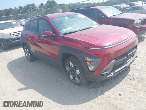 2024 Hyundai Kona SEL with VIN KM8HBCAB3RU106748, listed as a IAAI auction lot 42126099 with 25,166 mi miles and . Bid and sale history available at carsss.com. Image 1.