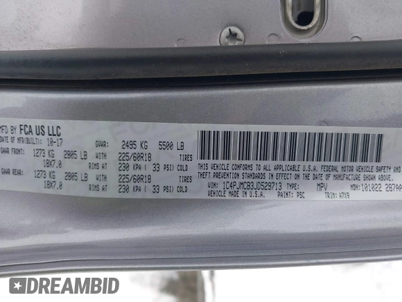 2018 Jeep Cherokee Latitude Tech Connect with VIN 1C4PJMCB3JD529713, listed as a IAAI auction lot 41007827 with 70,126 mi miles and . Bid and sale history available at DreamBid. Image 9.