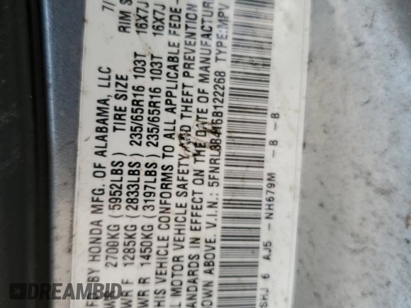 2006 Honda Odyssey EX z VIN 5FNRL38416B122268, wystawiony jako Copart lot #58969785 z przebiegiem 167 991 mil mil oraz Szkoda całkowita • Salvage title. Historia ofert i sprzedaży dostępna na DreamBid. Obrazek 13.