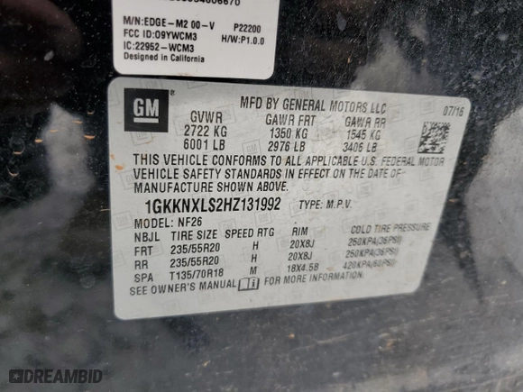2017 GMC Acadia Denali with VIN 1GKKNXLS2HZ131992, listed as a Copart auction lot 53079695 with 125,542 mi miles and Clean Title. Bid and sale history available at carsss.com. Image 13.