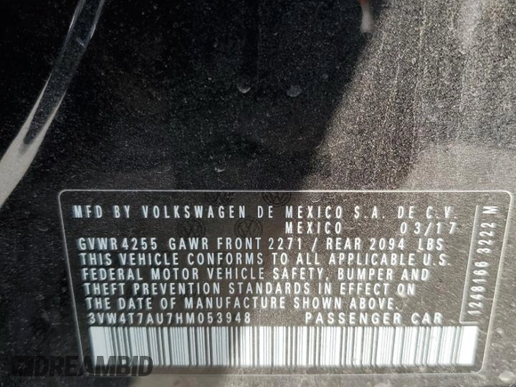 2017 Volkswagen Golf GTI S with VIN 3VW4T7AU7HM053948, listed as a Copart auction lot 51394174 with 55,278 mi miles and Salvage Title. Bid and sale history available at carsss.com. Image 14.
