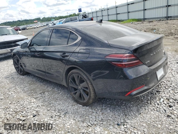 2023 Genesis G70 2.0T with VIN KMTG34TA2PU126768, listed as a Copart auction lot 56201094 with 11,556 mi miles and Salvage Title. Bid and sale history available at DreamBid. Image 2.