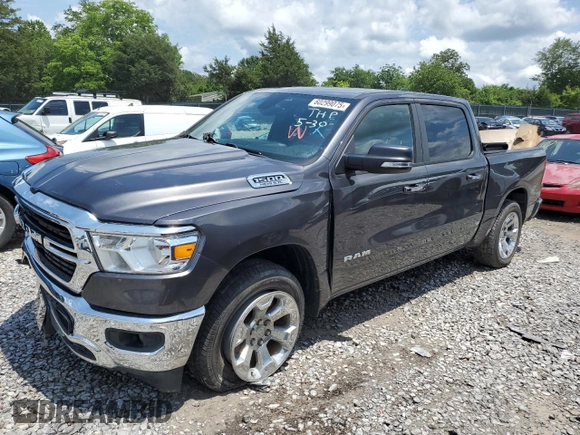 2019 Ram 1500 Big Horn with VIN 1C6SRFFT9KN825731, listed as a Copart auction lot 60299075 with 73,740 mi miles and Salvage title. Bid and sale history available at DreamBid. Image 1.