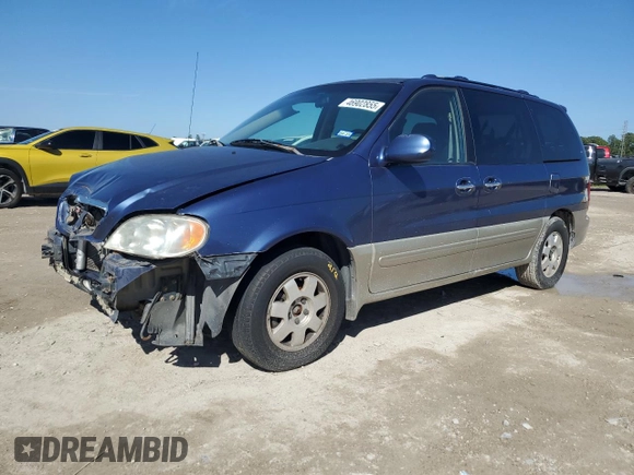 2003 Kia Sedona LX with VIN KNDUP131736409797, listed as a Copart auction lot 46902855 with 142,091 mi miles and Salvage Title. Bid and sale history available at carsss.com. Image 1.