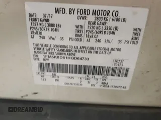 2017 Ford Explorer XLT with VIN 1FM5K8D81HGD64733, listed as a Copart auction lot 48240645 with 146,384 mi miles and Salvage Title. Bid and sale history available at carsss.com. Image 15.