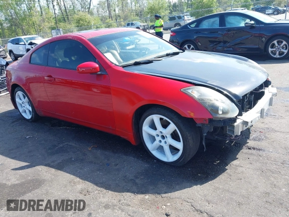 2005 Infiniti G35 Coupe with VIN JNKCV54E25M400142, listed as a IAAI auction lot 41937062 with 135,522 mi miles. Bid and sale history available at carsss.com. Image 1.