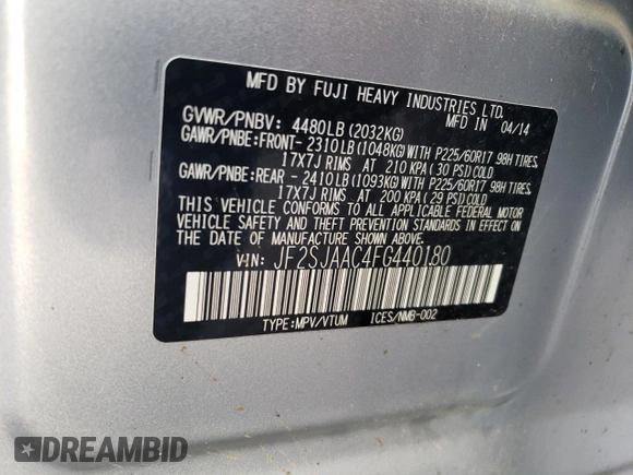 2015 Subaru Forester 2.5i with VIN JF2SJAAC4FG440180, listed as a Copart auction lot 87240754 with 81,047 mi miles and Salvage Title. Bid and sale history available at carsss.com. Image 13.