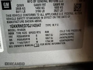 2016 GMC Acadia SLE with VIN 1GKKRNED7GJ143947, listed as a Copart auction lot 50416385 with 106,248 mi miles and Salvage Title. Bid and sale history available at DreamBid. Image 13.
