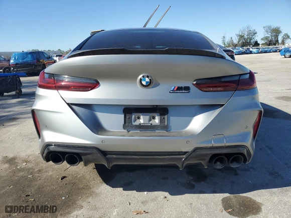 2020 BMW M8 with VIN WBSGV0C08LCE18915, listed as a Copart auction lot 87154704 with 0 mi miles and Salvage Title. Bid and sale history available at carsss.com. Image 6.