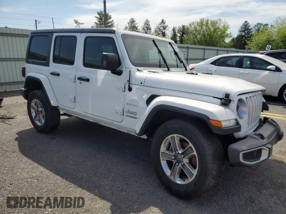2021 Jeep Wrangler Unlimited Sahara with VIN 1C4HJXEG4MW550691, listed as a Copart auction lot 55654035 with Not provided miles and Salvage title. Bid and sale history available at DreamBid. Image 4.