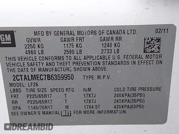 2011 GMC Terrain SLE-1 z VIN 2CTALMEC7B6359950, wystawiony jako IAAI lot #42167861 z przebiegiem 158 685 mil mil oraz . Historia ofert i sprzedaży dostępna na DreamBid. Obrazek 9.