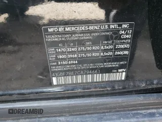 2012 Mercedes-Benz GL 450 z VIN 4JGBF7BE7CA794661, wystawiony jako Copart lot #49507275 z przebiegiem 186 829 mil mil oraz Szkoda całkowita • Salvage title. Historia ofert i sprzedaży dostępna na DreamBid. Obrazek 12.