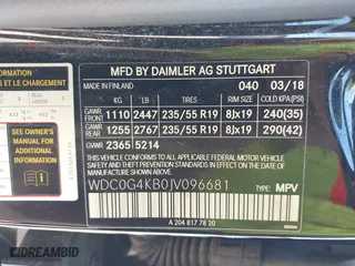 2018 Mercedes-Benz GLC with VIN WDC0G4KB0JV096681, listed as a IAAI auction lot 41744660 with 99,149 mi miles. Bid and sale history available at carsss.com. Image 9.