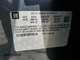 2016 Chevrolet Malibu LT with VIN 1G1ZE5ST7GF286149, listed as a Copart auction lot 52532445 with Not Provided miles and Salvage Title. Bid and sale history available at DreamBid. Image 14.