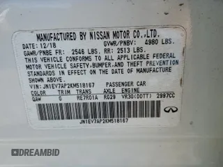 2019 Infiniti Q50 3.0t LUXE with VIN JN1EV7AP2KM518167, listed as a Copart auction lot 48712525 with 110,481 mi miles and Salvage Title. Bid and sale history available at carsss.com. Image 13.