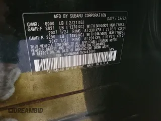 2022 Subaru Ascent Limited с VIN 4S4WMAMD7N3461683, выставлен на аукционе IAAI как лот 42843905 с пробегом 69 908 миль миль и . История ставок и продаж доступна на DreamBid. Изображение 2.