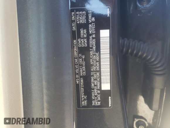2015 Volvo S60 T5 Platinum with VIN YV1612TD2F2315861, listed as a Copart auction lot 68034954 with 93,786 mi miles and Salvage Title. Bid and sale history available at carsss.com. Image 13.