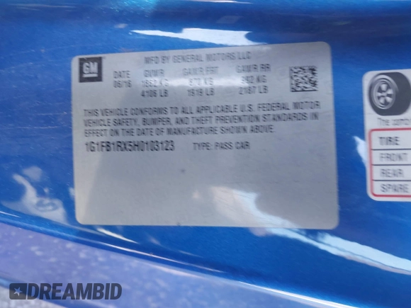 2017 Chevrolet Camaro 1LT z VIN 1G1FB1RX5H0103123, wystawiony jako IAAI lot #41801944 z przebiegiem 179 495 mil mil oraz . Historia ofert i sprzedaży dostępna na DreamBid. Obrazek 9.