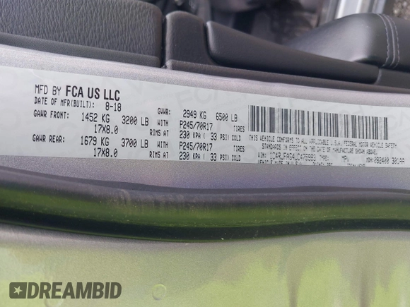2018 Jeep Grand Cherokee Laredo E with VIN 1C4RJFAG4JC475993, listed as a IAAI auction lot 42295008 with 106,024 mi miles and . Bid and sale history available at DreamBid. Image 9.