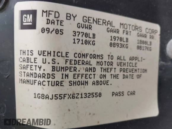 2006 Saturn ION with VIN 1G8AJ55FX6Z132550, listed as a IAAI auction lot 41919508 with 175,570 mi miles. Bid and sale history available at carsss.com. Image 9.