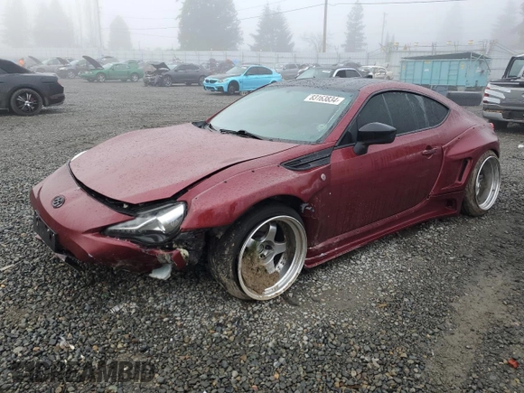 2017 Toyota 86 with VIN JF1ZNAA18H8709039, listed as a Copart auction lot 83163834 with 56,587 mi miles and Salvage Title. Bid and sale history available at carsss.com. Image 1.