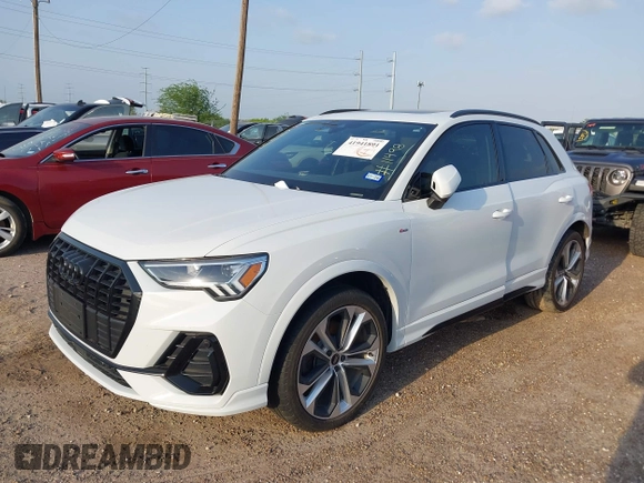 2022 Audi Q3 S line Premium Plus with VIN WA1EECF35N1063231, listed as a IAAI auction lot 41941891 with 43,891 mi miles and . Bid and sale history available at DreamBid. Image 2.