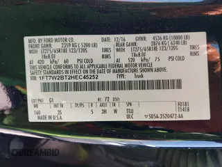 2017 Ford F-250 Lariat с VIN 1FT7W2BT2HEC45252, выставлен на аукционе IAAI как лот 42542246 с пробегом Не указан миль и . История ставок и продаж доступна на DreamBid. Изображение 9.