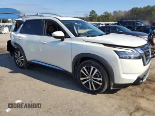 2024 Nissan Pathfinder Platinum with VIN 5N1DR3DG9RC307349, listed as a Copart auction lot 43464825 with 1,077 mi miles and Salvage title. Bid and sale history available at DreamBid. Image 4.
