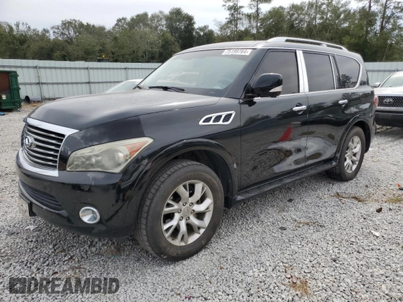 2011 Infiniti QX56 7-passenger with VIN JN8AZ2NF9B9504083, listed as a Copart auction lot 75199764 with 128,794 mi miles and Salvage Title. Bid and sale history available at carsss.com. Image 1.