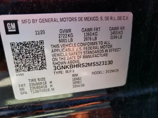 2021 Chevrolet Blazer LT with VIN 3GNKBHRS2MS523130, listed as a Copart auction lot 50945525 with 93,691 mi miles and Salvage title. Bid and sale history available at DreamBid. Image 13.